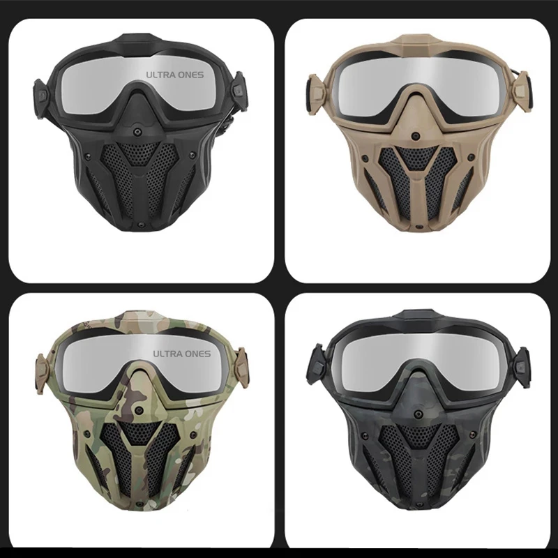 Тактическая полумаска + набор очков съемные военные охотничьи маски для