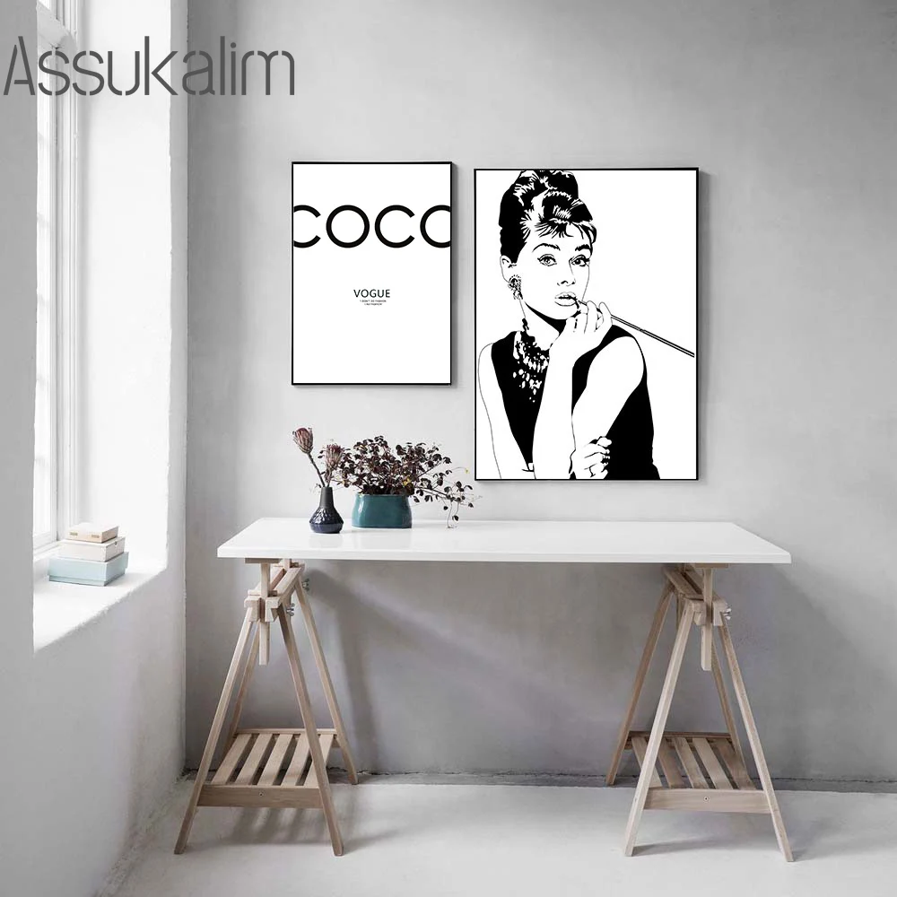 Постеры в скандинавском стиле черно белая Картина на холсте постеры для макияжа