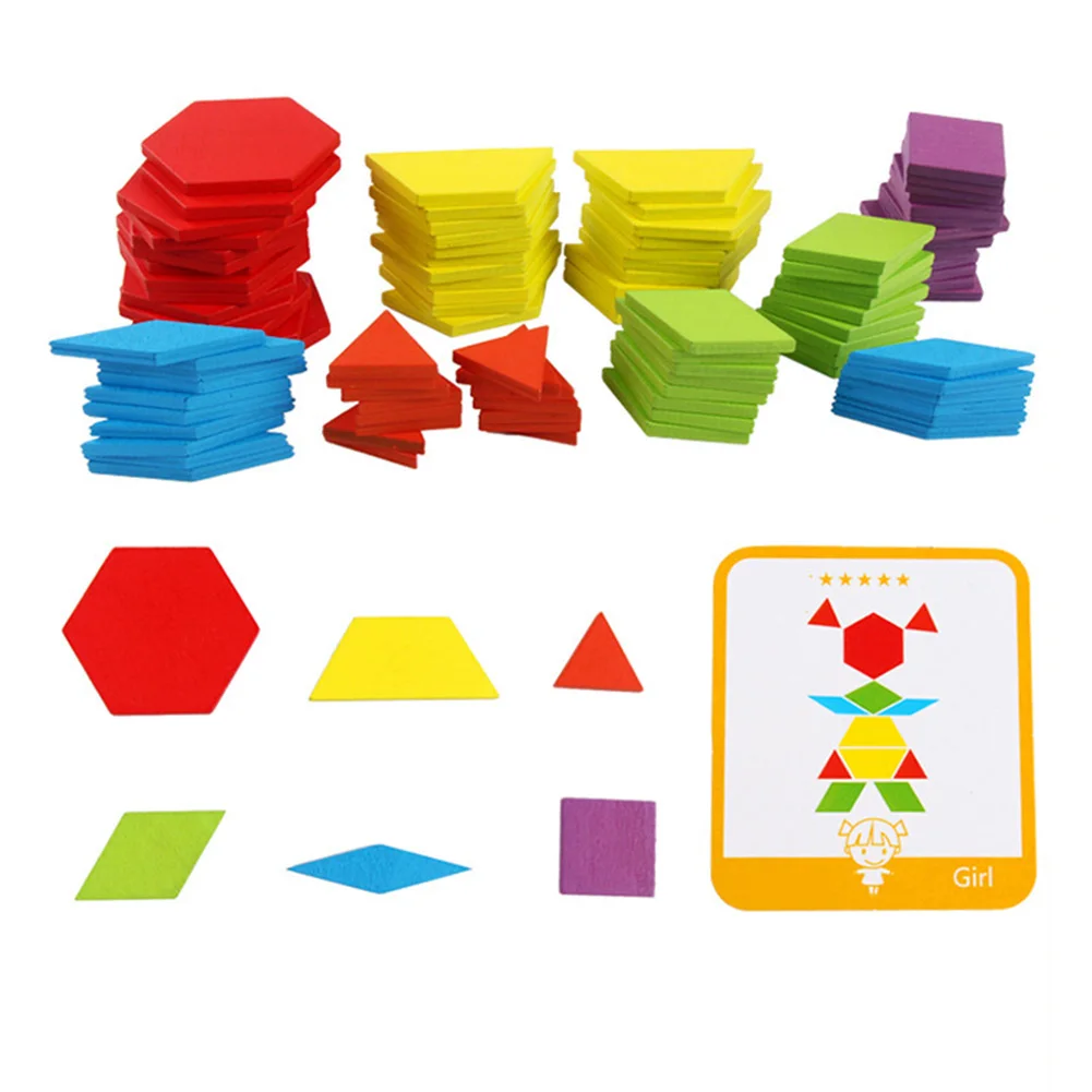 

155pcs Wooden Jigsaw Puzzle Board Set Tangram Kids Colorful Early Learning Educational Toys for Baby Kids Children Gifts