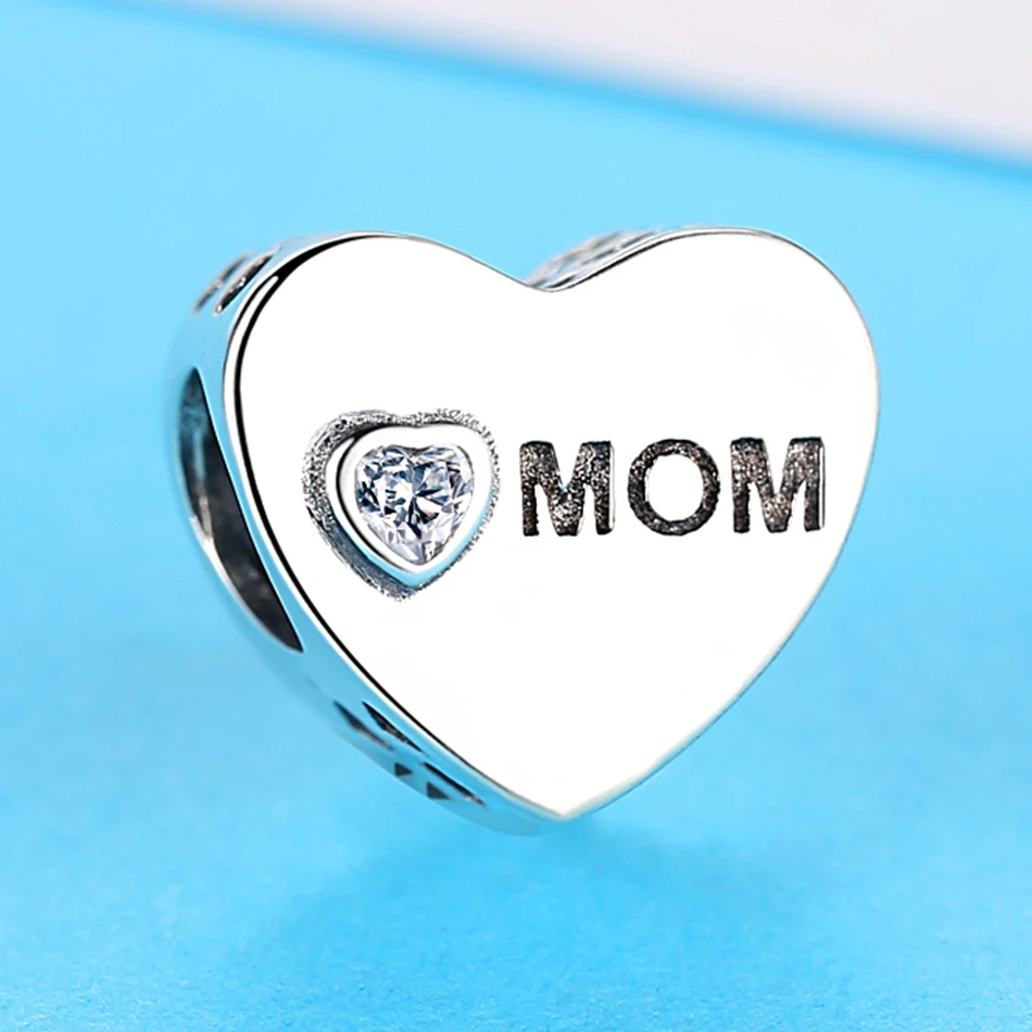 Европейский 925 пробы серебра с амулетами подвесками любовных сердечек шарик ясно