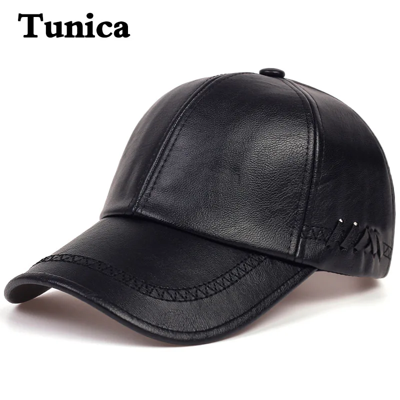 

Fashion PU leather baseball cap autumn winter outdoor Windproof warm hat sports leisure tide caps middle-aged elderly hats gorra