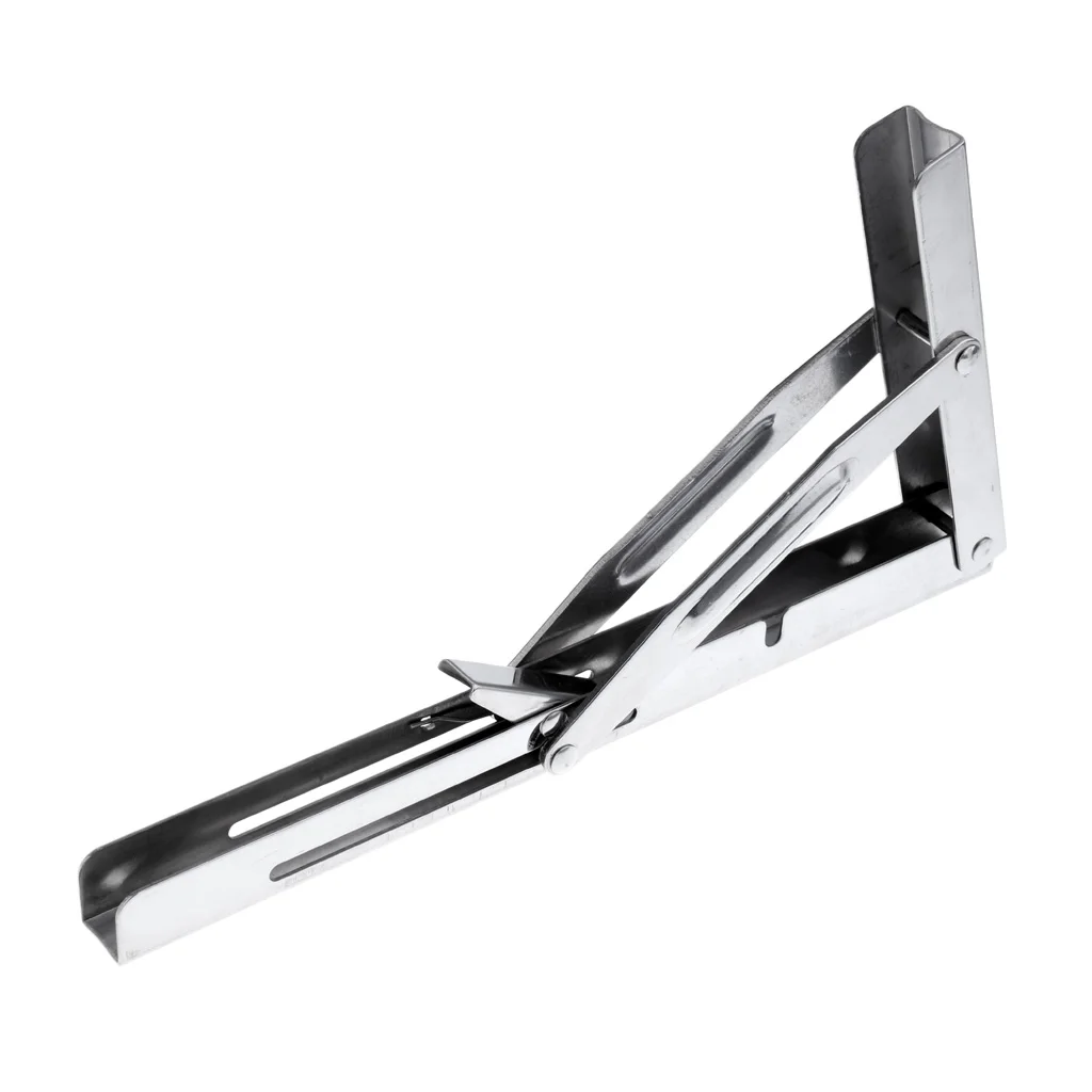 

Heavy Duty Stainless Steel Folding Shelf Bench Table Bracket, Polished Carrier Holder Support, Max Load: 550lb/250kg,