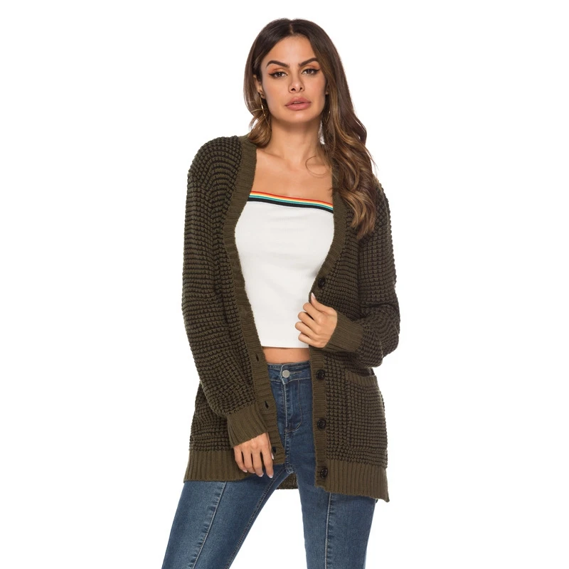 Осенний длинный вязаный кардиган Женский однобортный свитер женский с длинными