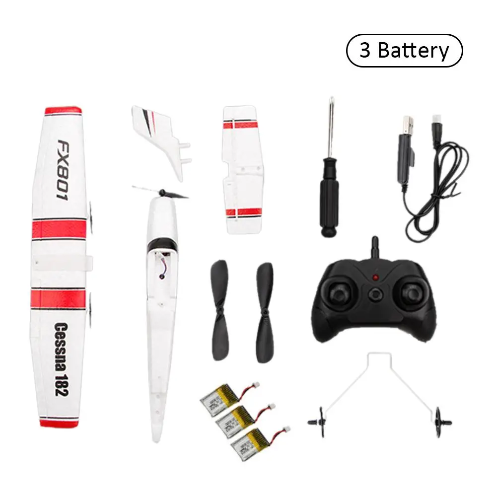 3pcs battery RC самолет электрическая модель самолёта пульт дистанционного управления планер DIY Собранный Дрон размах крыльев RC игрушка самолет FX801 - Цвет: 3pcs battery