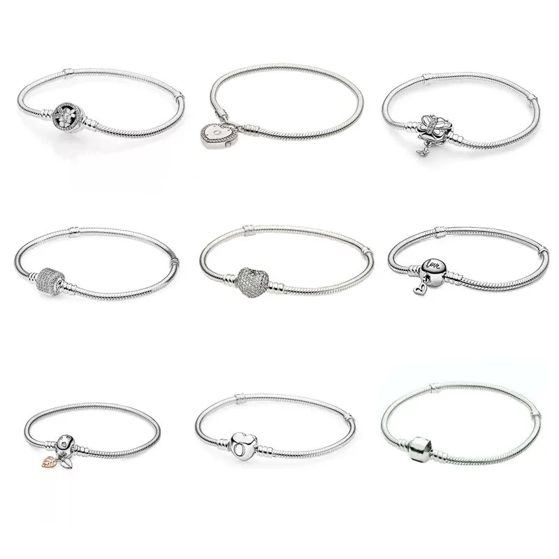 

100% 925 Sterling Silver 8 Exquisite Jewelry Pan Bracelets Favorite Gift Jewelry For Ladies