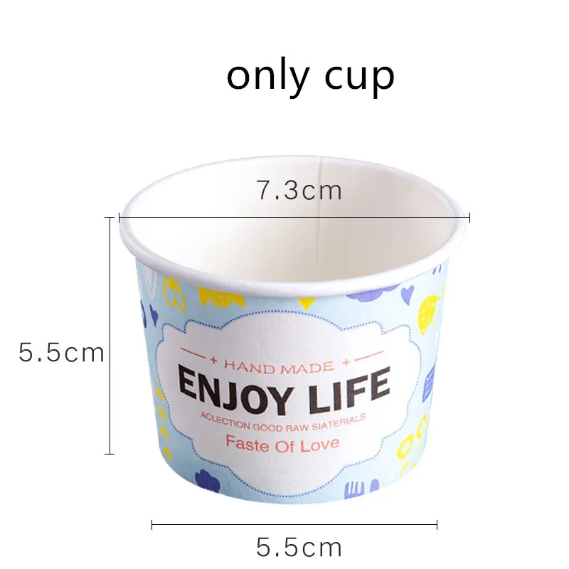 only cup 50 шт небольшие Творческий одноразовый лед сливки чашки вечерние на день рождения свадьбы пользу милые Бумажные Формочки для кекса десерт упаковка миска с крышкой - Цвет: only cup