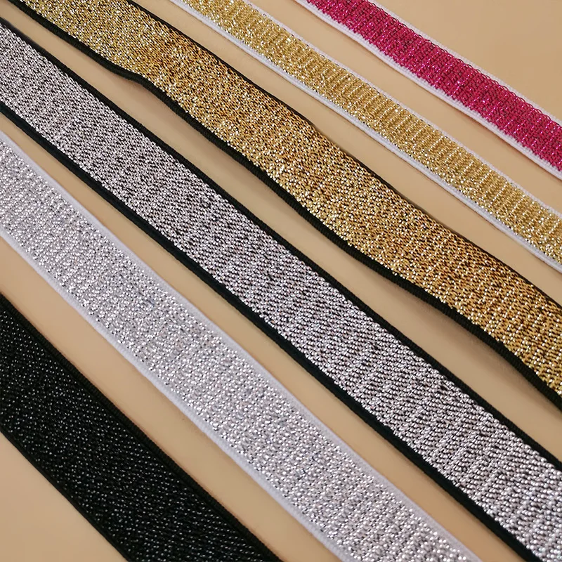 Плоские эластичные ленты высокой плотности плетеные золотистые и Серебристые