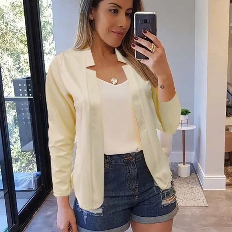 Женский тонкий пиджак Повседневная ветровка с воротником-стойкой и длинным