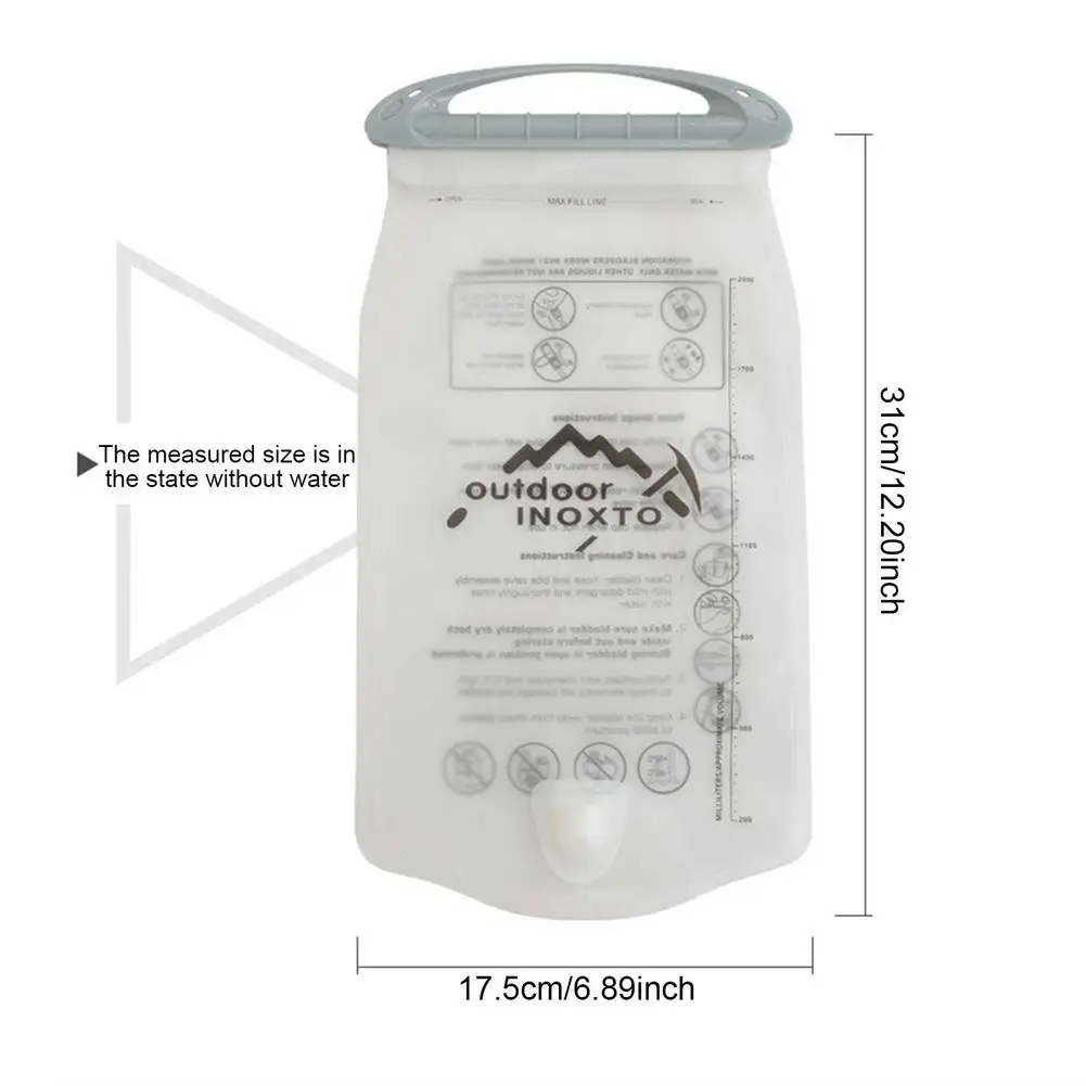 

Camping Water Bag 2L Large Capacity Sport Water Bag Waterproof PEVA Safe Water Pouch Foldable Drinking Bags For Cycling Camping