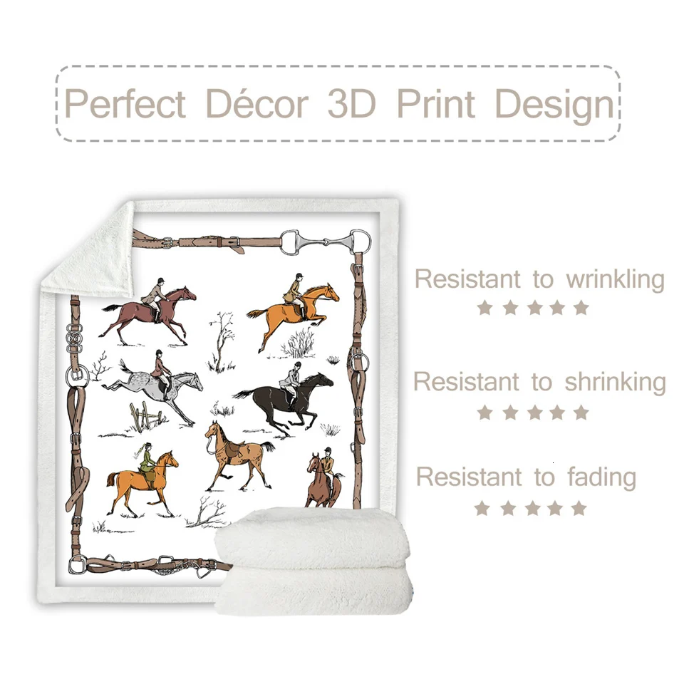 Одеяло с животными плюшевое покрывало для конного спорта льняное одеяло в