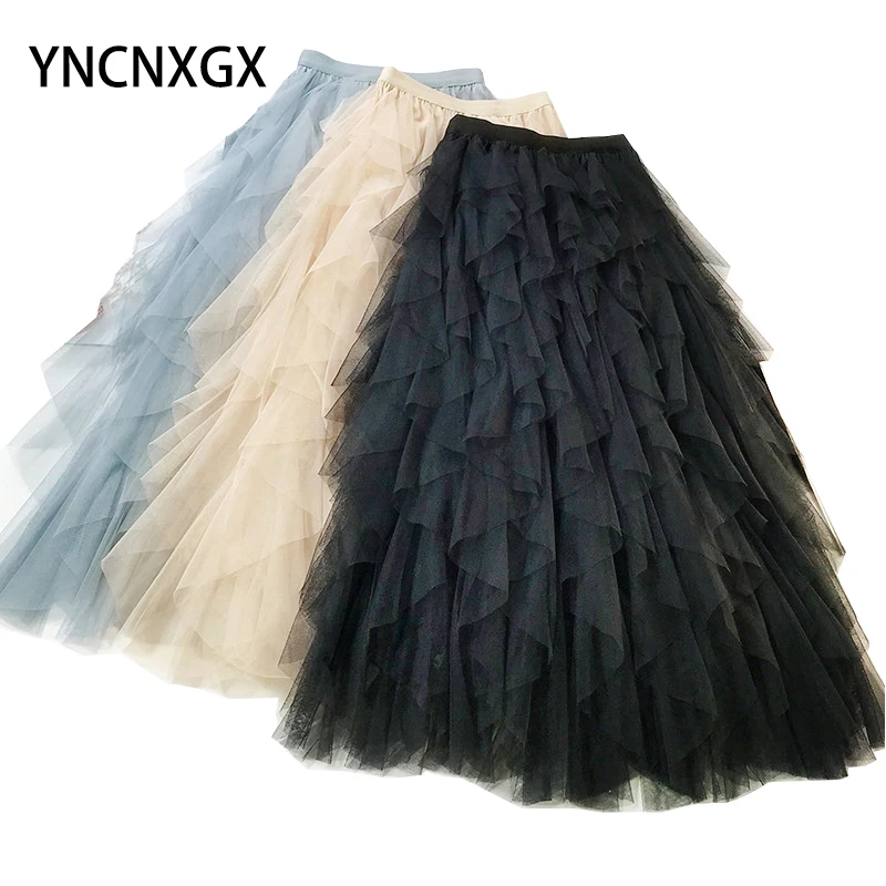 

Women's Skirt Skirts for Women Long Skirt Fashion Ruffle High Waist Skirt Romantic and Beautiful Gauze Skirt Korean Fashion