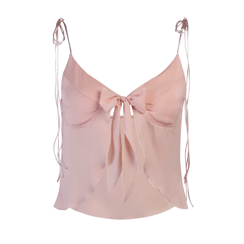 

Sexy V Neck Backless Spaghetti Strap Womens Crop Cami Tops Solid Color Tie Knot Camisole Ladies Sleeveless Shirt Tops Femme Vest