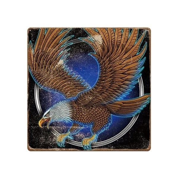 

America Flag Fierce Eagle Metal Shabby Poster Square Tin Sign Room Wall Hanging Plate Wall Poster Bar Club Pub Home Garage Decor