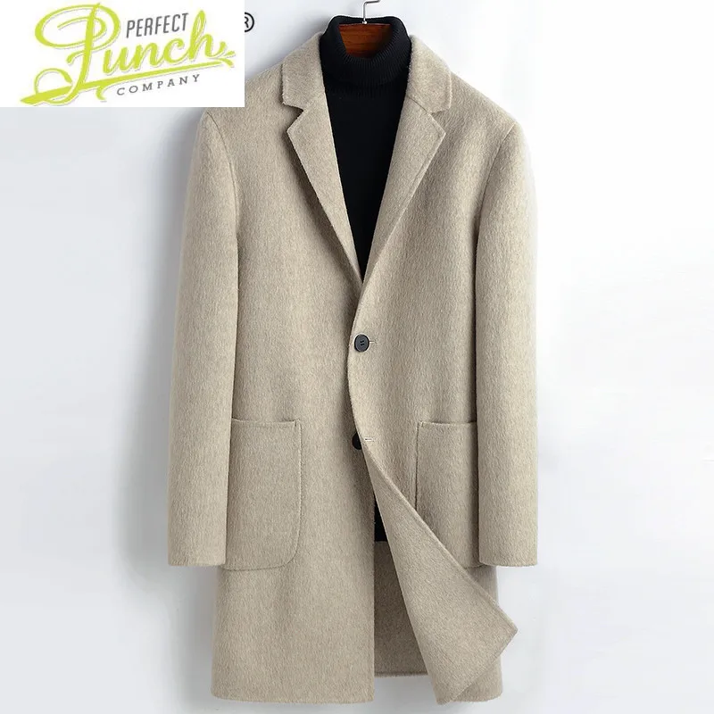 Шерстяное мужское двустороннее длинное пальто кашемировое из альпаки мужские и