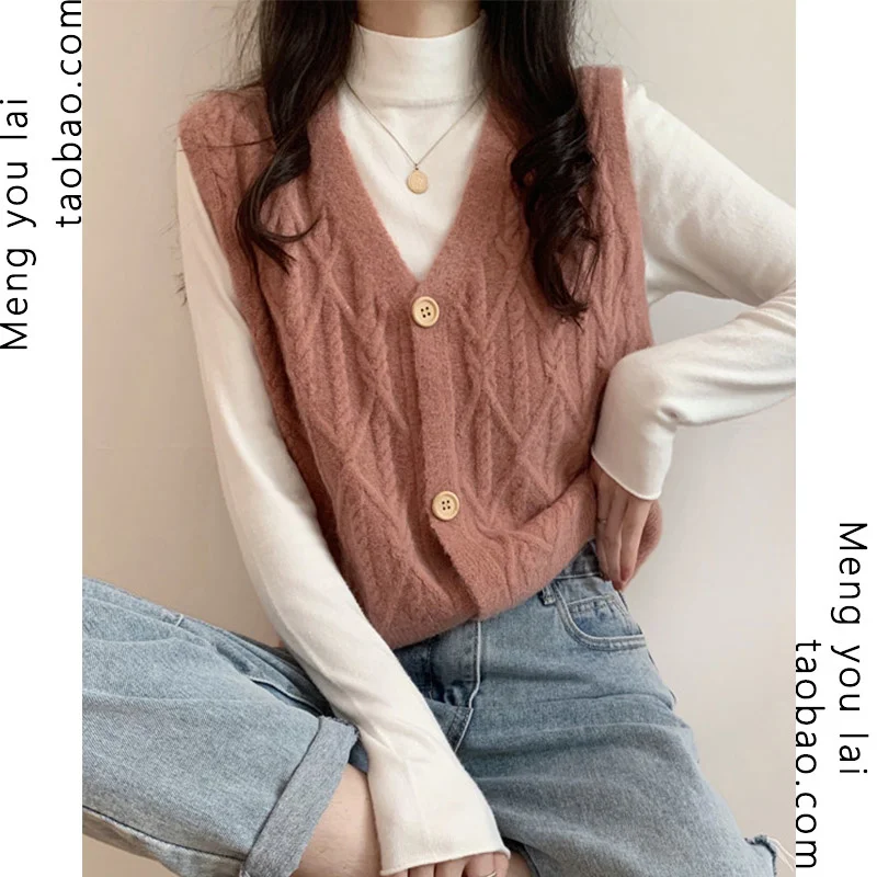 

Осенняя одежда, вязаный жилет во французском ретро-стиле, Женский дизайнерский нишевый Модный Универсальный жилет