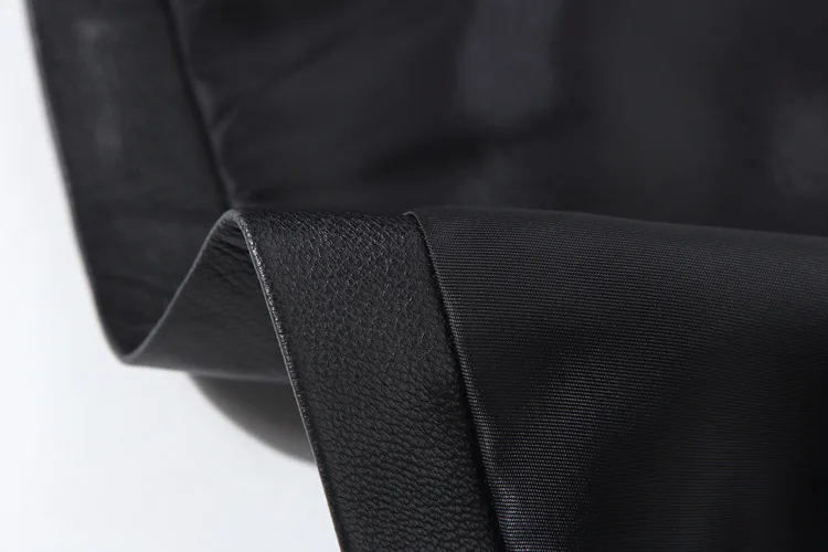 

Vintage Black Floral Embroidery High Waist Genuine Leather Skirt Women Real Sheepskin Runway Designer Long Embroidered Skirts