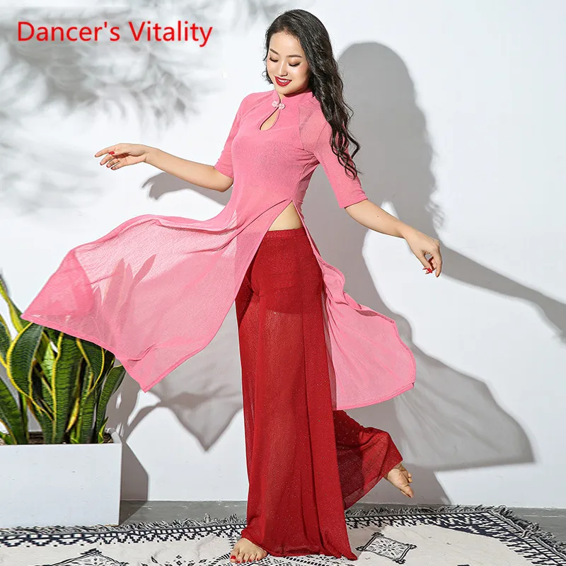 Новая футболка с национальным узором Стиль Cheongsam для танцев тренировочная одежда