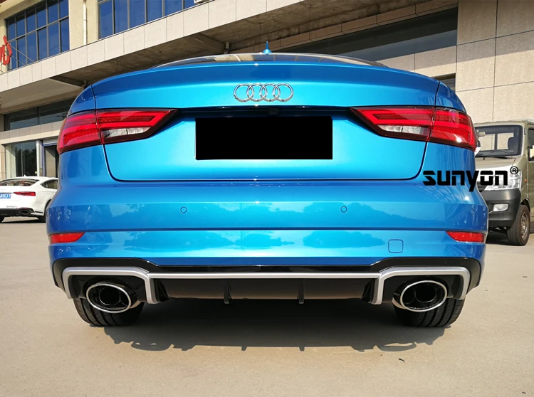 A3 задний бампер для губ Диффузор с выхлопной трубы глушителя для Audi A3 стандартный бампер- RS3 стиль