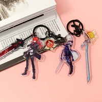 anime genshin impact cosplay new element weapon keychain zhongli eula hutao baal ayaka special bag key pendant collection props