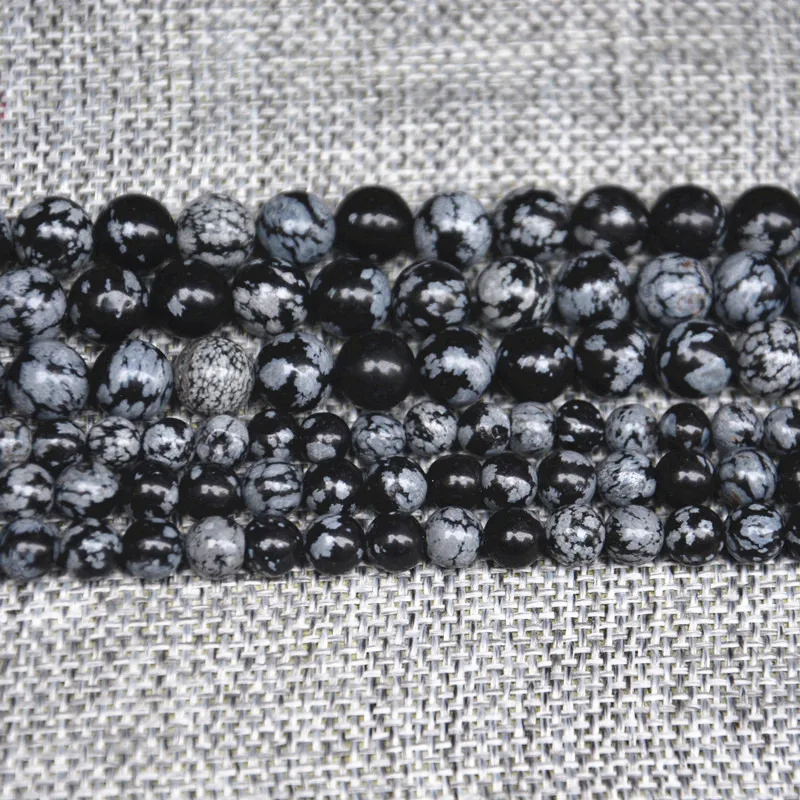 Бусины из натурального камня снежинка обсидиан черные бусины россыпью выберите