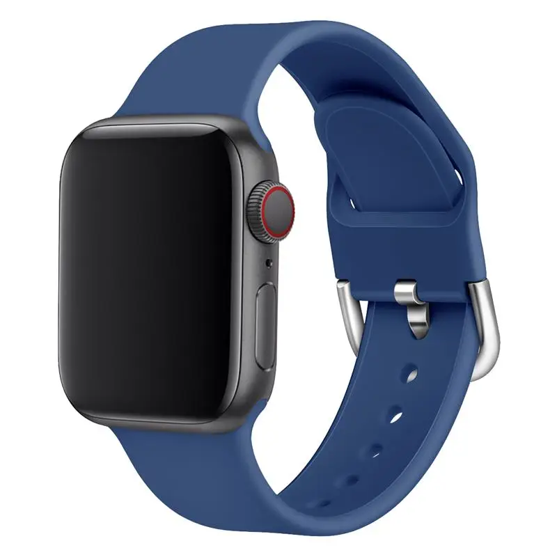 sea blue Спортивный силиконовый ремешок для apple watch 5 4 band 44 мм iwatch band 42 мм correa 38 мм pulseira apple watch 5 4 3 2 Браслет ремешок для часов - Цвет ремешка: sea blue