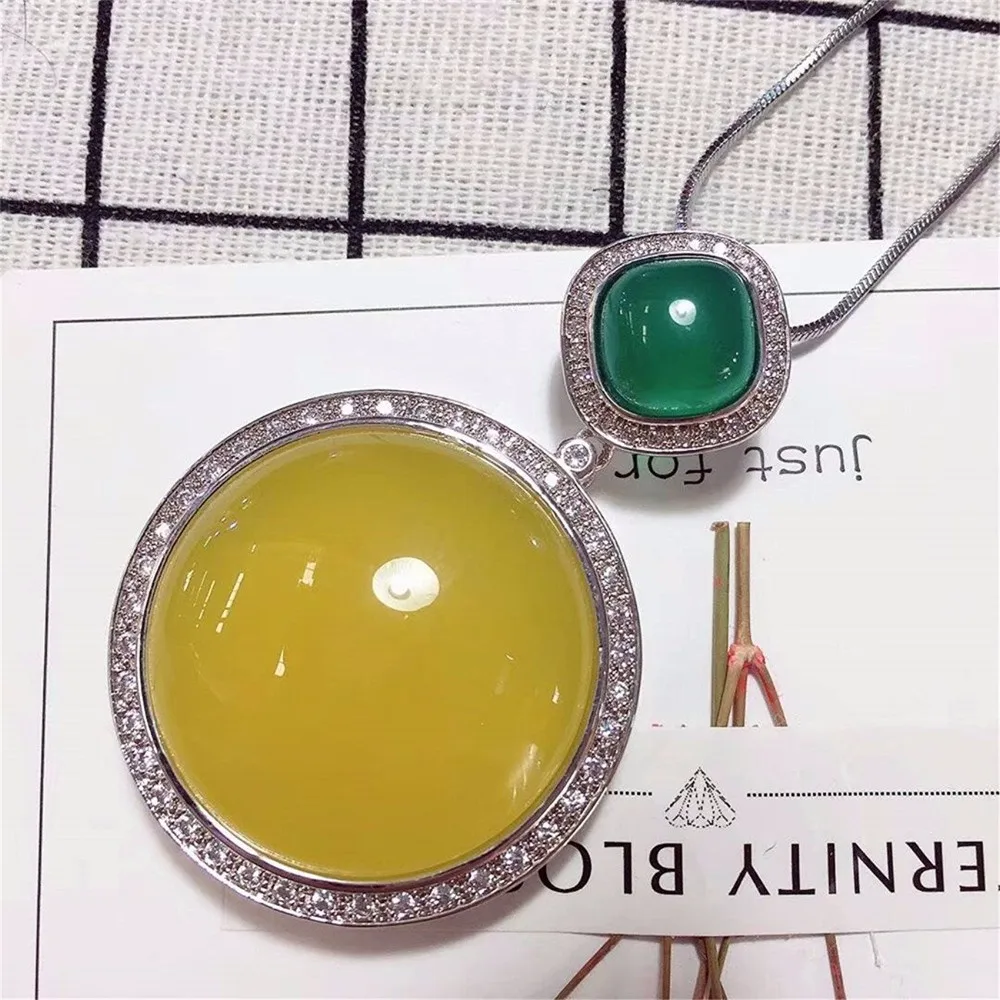LETSFUN изящные украшения цвет зеленый серебро пробы ожерелье с поверхностью яйца