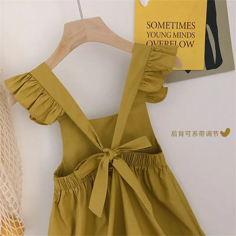 

2020 Vintage Kids Baby Girls Dress Shirts New Fashion Loose Plaid Summer Dresses O-neck Backless Leeveless Princess Dress