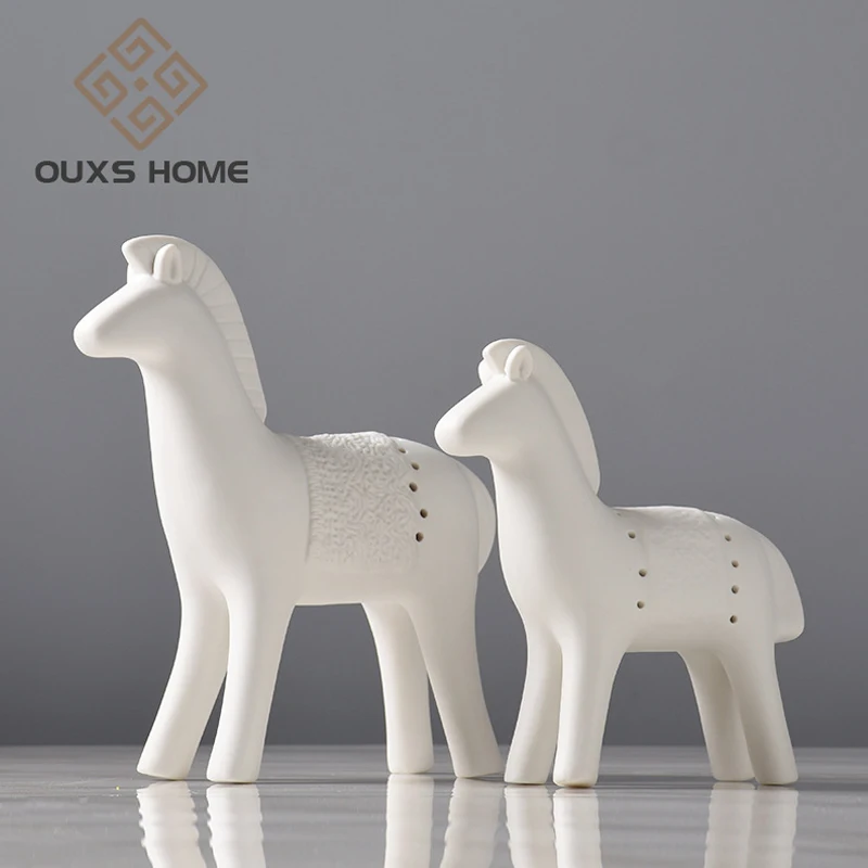 

Modern Fashion Simple Ceramic Horse Decoration Living Room Home Creative Crafts TV Cabinet Wine Cabinet Figurines Miniatures