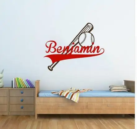 Настенная Наклейка с именем на заказ бейсбольная бита персонализированный