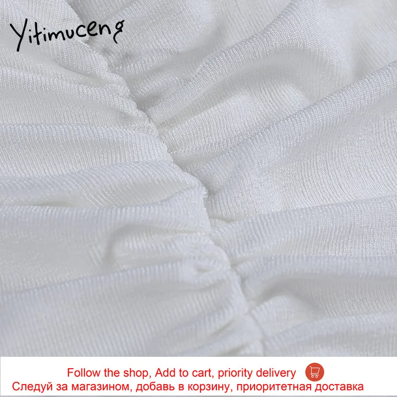

Yitimuceng Crop Tops Women Clothes Korean Fashion White Summer 2021 Strapless Fitted Tank Top Patchwork Knitted Folds Irregular