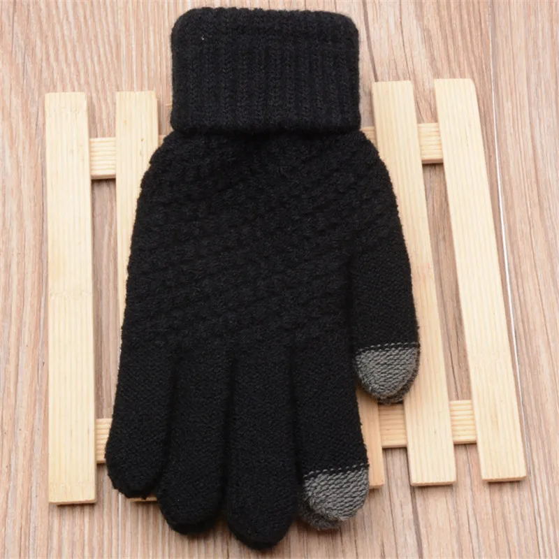 Элегантный дизайн Wo для мужчин s Зима полный палец унисекс бархат забавные 1 пара милые теплые перчатки ювелирные изделия для мужчин Thicking печатных мультфильм - Цвет: Black