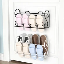 Bathroom Slippers Rack Shoe Rack Behind Door Hanging Organizer Wall-Mount Shoe Hanging Shelf Organizer Rack Wall Storage Holder