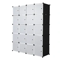 20 Cube Organizer Stackable Plastic Cube Storage Shelves Design Multipurpose Modular Closet Cabinet with 4 Hanging Rod[US-Stock]