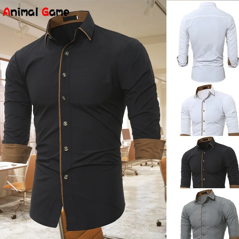 

Men's Solid Casual Shirt Elegant Men's Shirts 2021 Hooded Shirt Man Long Sleeve T-shirts Luxury T-shirt Social