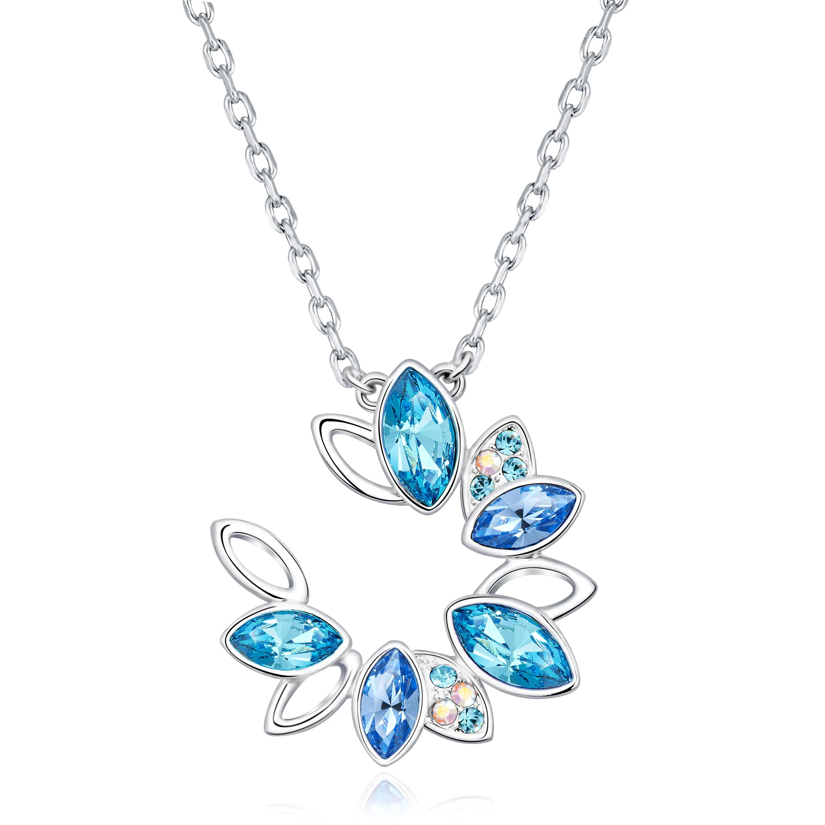 

Ожерелье COCOM с подвеской в виде цветка серебряного цвета с кристаллами из австрийского браслета, Свадебная и вечерняя бижутерия для невесты...