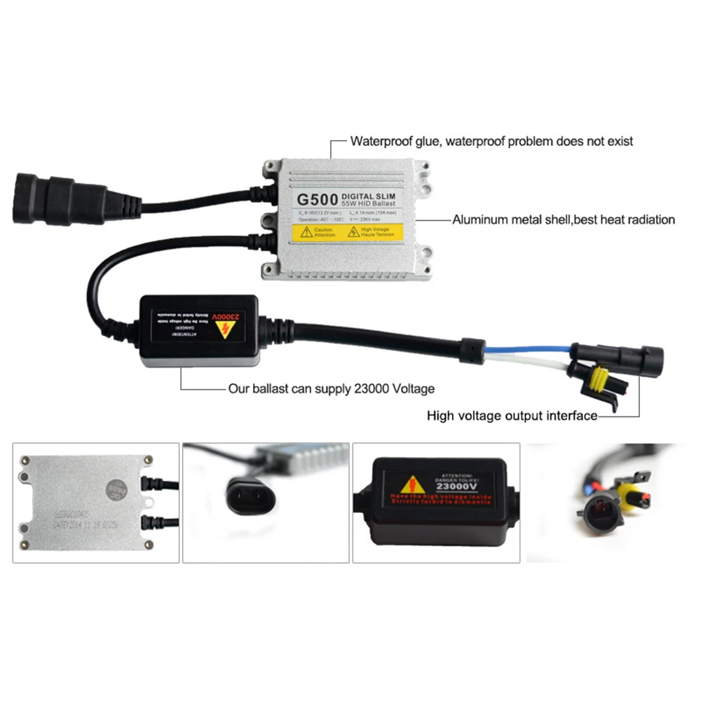 Биксенон H4 HID комплект 55 Вт G500 цифровой балластный блок hid конверсионный Ксенон h4 3