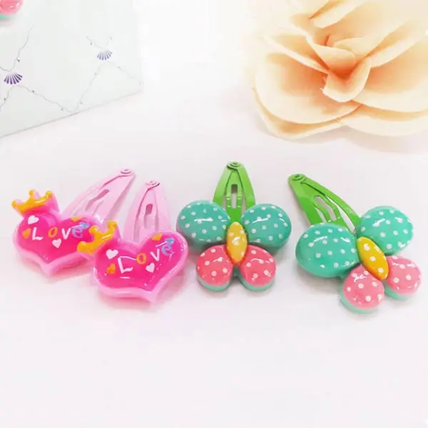 

High 10Pcs/Lot Cartoon Kids Hair Pins Baby Infant Flower Clips Girls Lovely Hairpins Hair Accessories Random Color