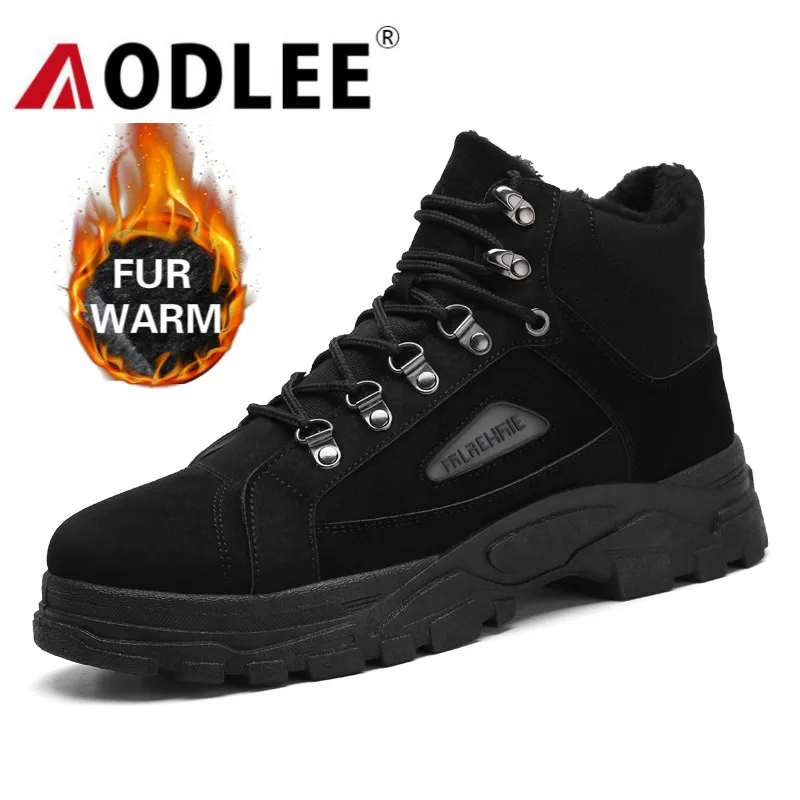 Мужские зимние ботинки с Плюшевым Мехом Теплые повседневные мужские Ботильоны