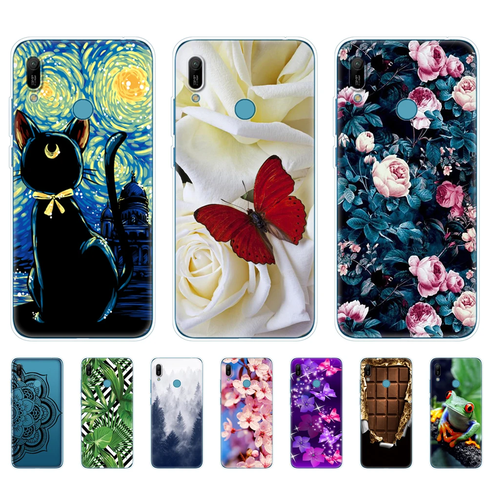 Силиконовый чехол для Huawei y6 2019 бампер мягкий из ТПУ телефона Y6 искусственная