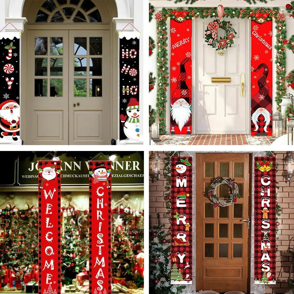 

Счастливого Рождества, праздничное украшение, дверная занавеска, новый год 2022, висячий флаг для вечеринки, уличный декор, баннер, украшения