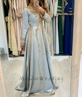custom made light blue morrocan arabic evening dresses gorgeous beaded lace prom dress elegant muslim abaya turish evening gowns