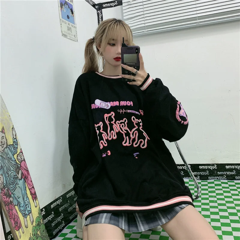 

Женская Осенняя Толстовка с длинным рукавом и принтом медведя