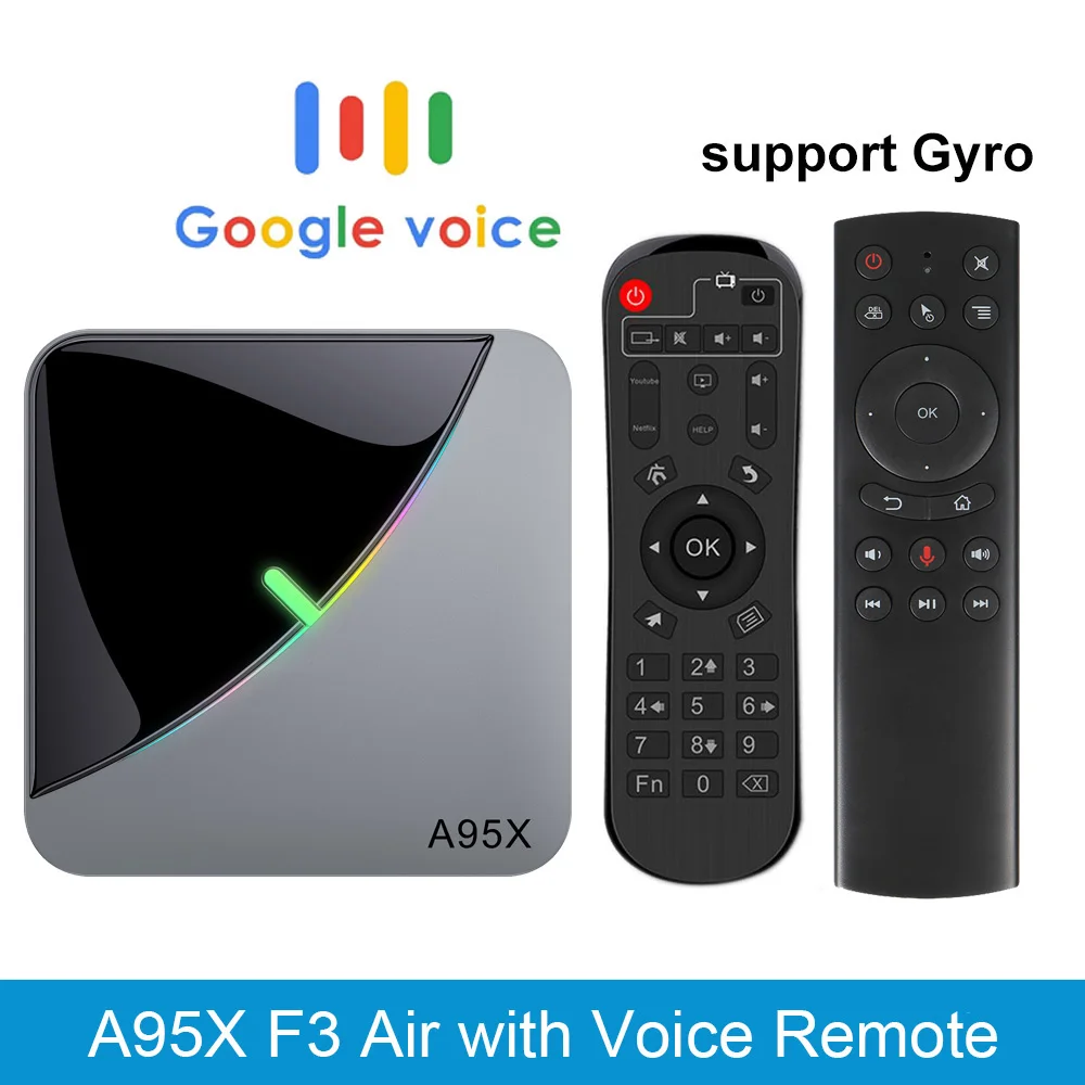 LEMADO A95X F3 Air Android tv Box Amlogic S905X3 4 Гб 64 Гб RGB светильник с поддержкой USB 3,0 2,4G и 5G wifi 8K YouTube tv Box Android 9,0