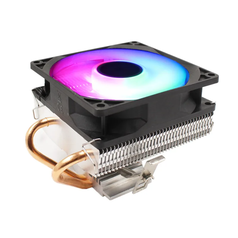5-Colors 90mm RGB светодиодный кулер охлаждения процессора 2 heatpipe cpu вентилятор 3Pin ПК охлаждения 90 мм вентилятор радиатора для LGA/775/1158/1366/AM4/AM3/AM2+/AM2 - Цвет лезвия: 5-Colors 90mm