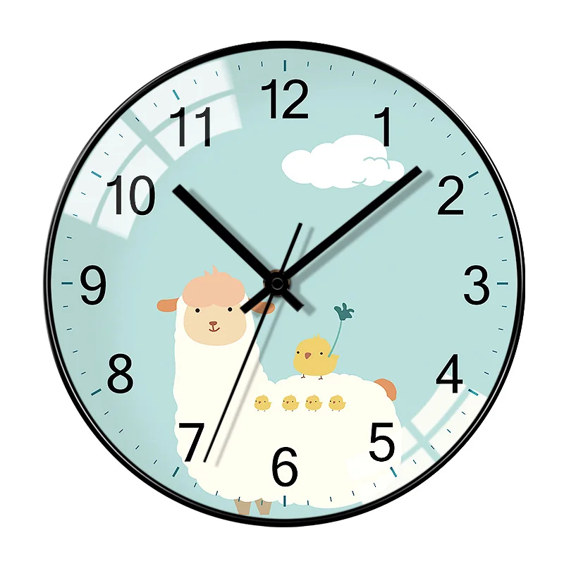 

Round Cartoon Creative Wall Clock Quiet Wall Decor Large Digital Reloj Pared Wall Clock Modern Design for Kids Rooms