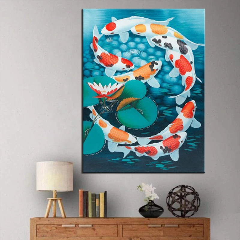 

Алмазная вышивка «сделай сам», полная вышивка, квадратная, круглая вышивка крестиком, вышивка крестиком с Голубым Озером и рыбой, украшение ...