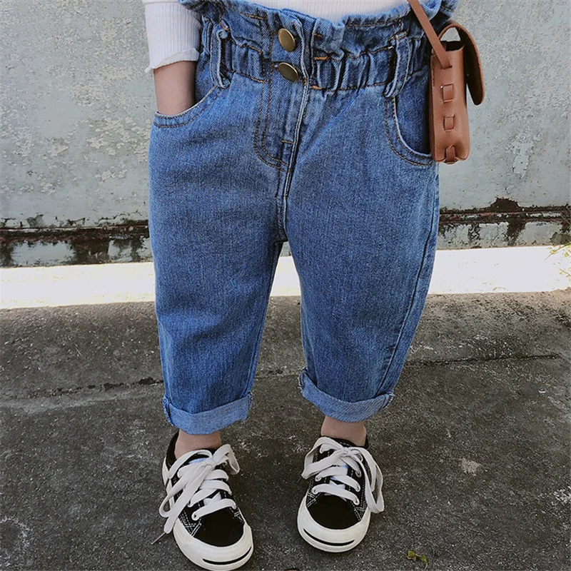 

Новинка 2022 года, Повседневные детские джинсы для девочек новые модные джинсовые штаны детские осенние штаны леггинсы для малышей, штаны Оде...