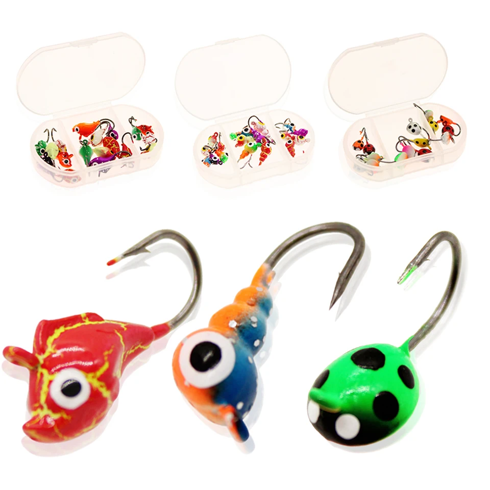 

18Pcs/15Pcs Ice Fishing Lure Mini Ice Jig With Box 3 Shaped Metal Bait Hard Bait Sharp Lead Ice Hook Winter Fishing Tackle