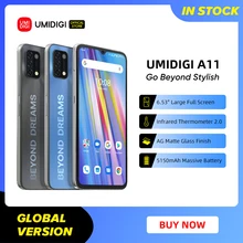 Umidigi smartphone a11, versão global, 4gb, 128gb, helio g25, android 11, 6.53 ", hd + 16mp, câmera tripla 5150mah, telefone celular (3)