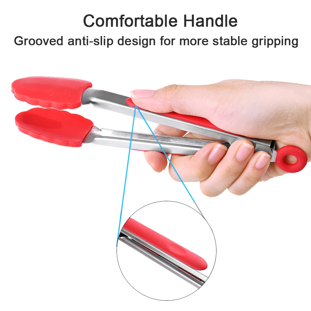 Силиконовые щипцы для барбекю гриля сервировки салата хлеба антипригарные